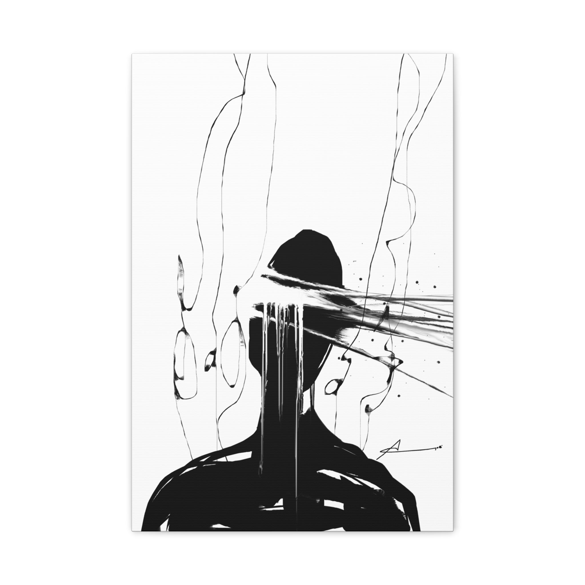 Abstract Black Ink Silhouette Canvas 16 x 24