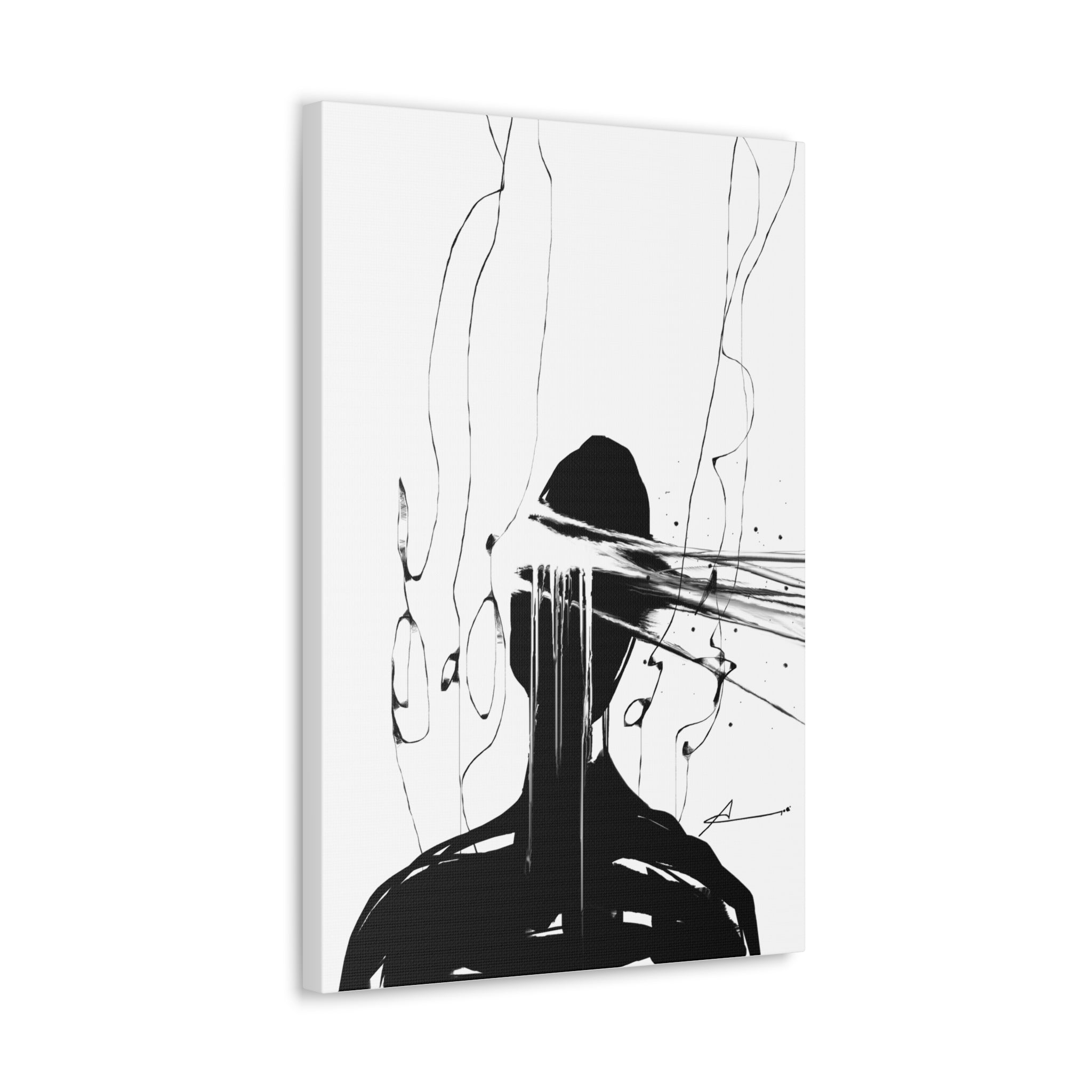 Abstract Black Ink Silhouette Canvas 16 x 24