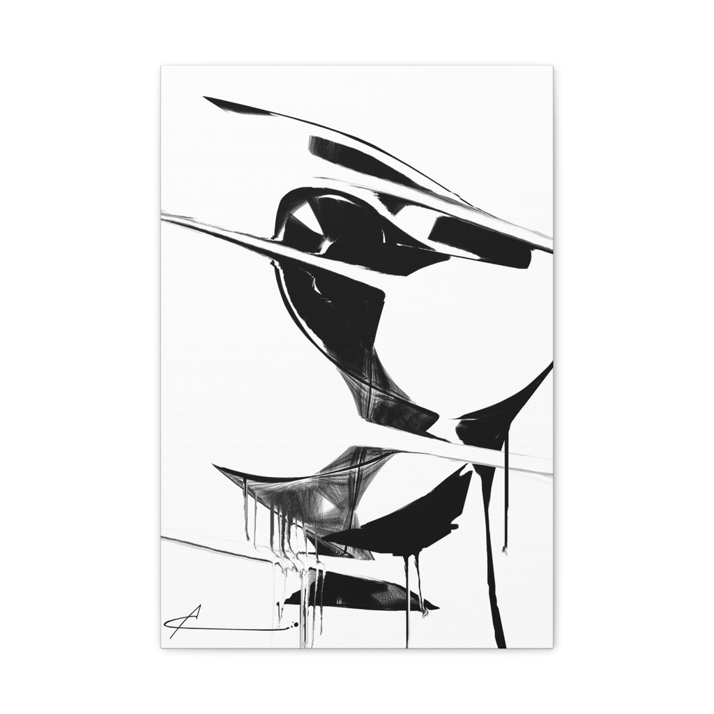 Abstract Black & White Canvas Art — Minimalist Print  16 x 24