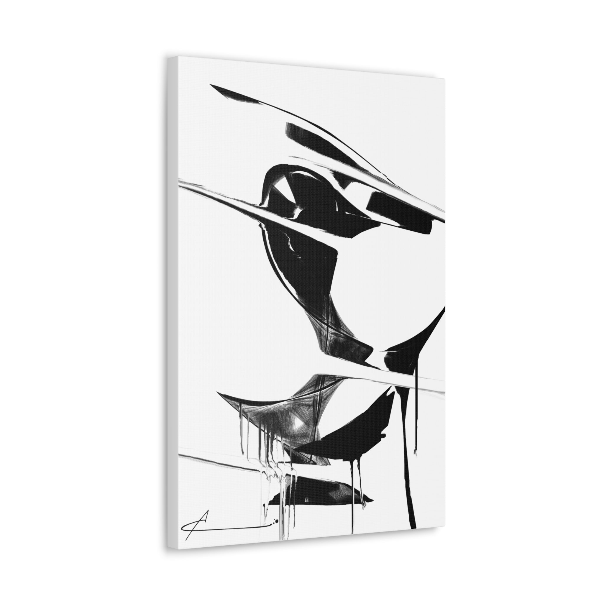 Abstract Black & White Canvas Art — Minimalist Print  16 x 24