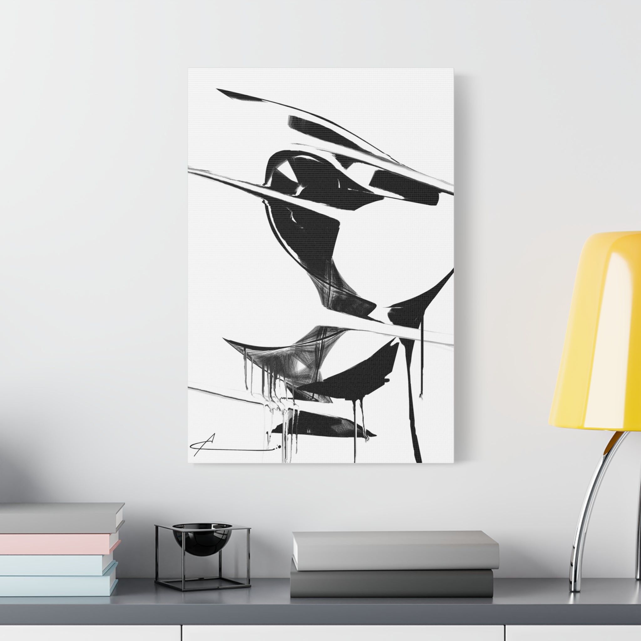 Abstract Black & White Canvas Art — Minimalist Print  16 x 24