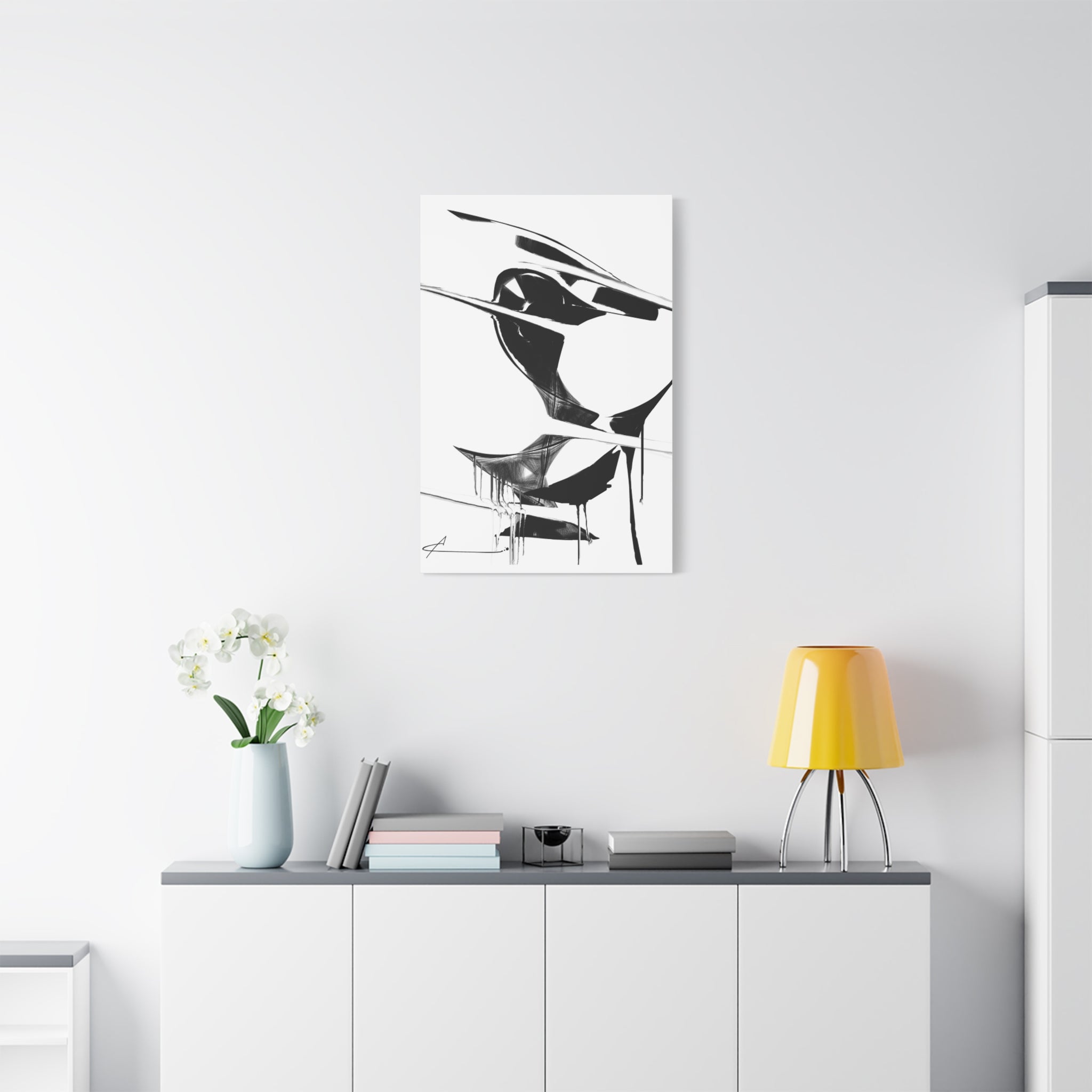 Abstract Black & White Lip Art Canvas — Matte Stretched Wall Art 24" x 36"