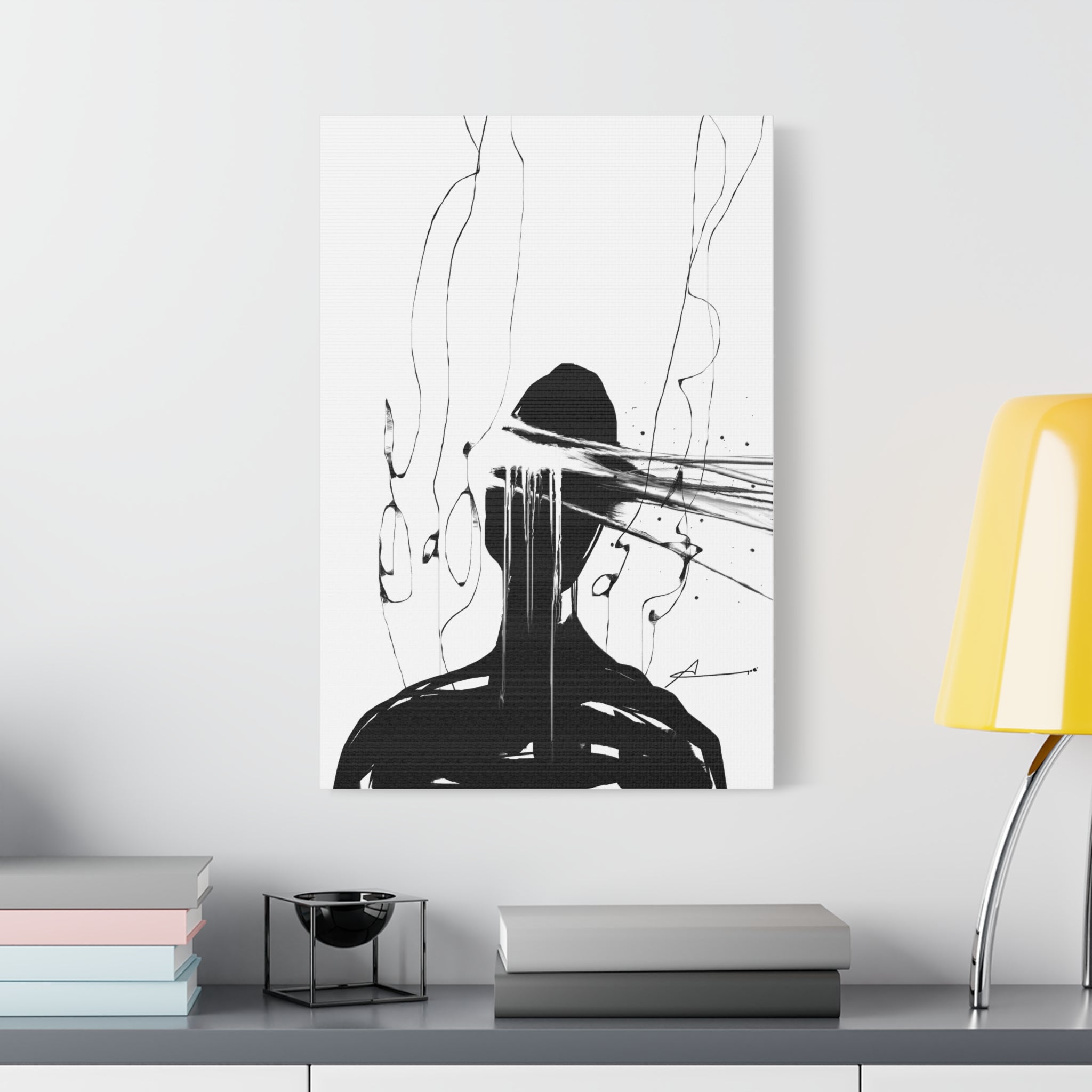 Abstract Black Ink Silhouette Canvas 16 x 24