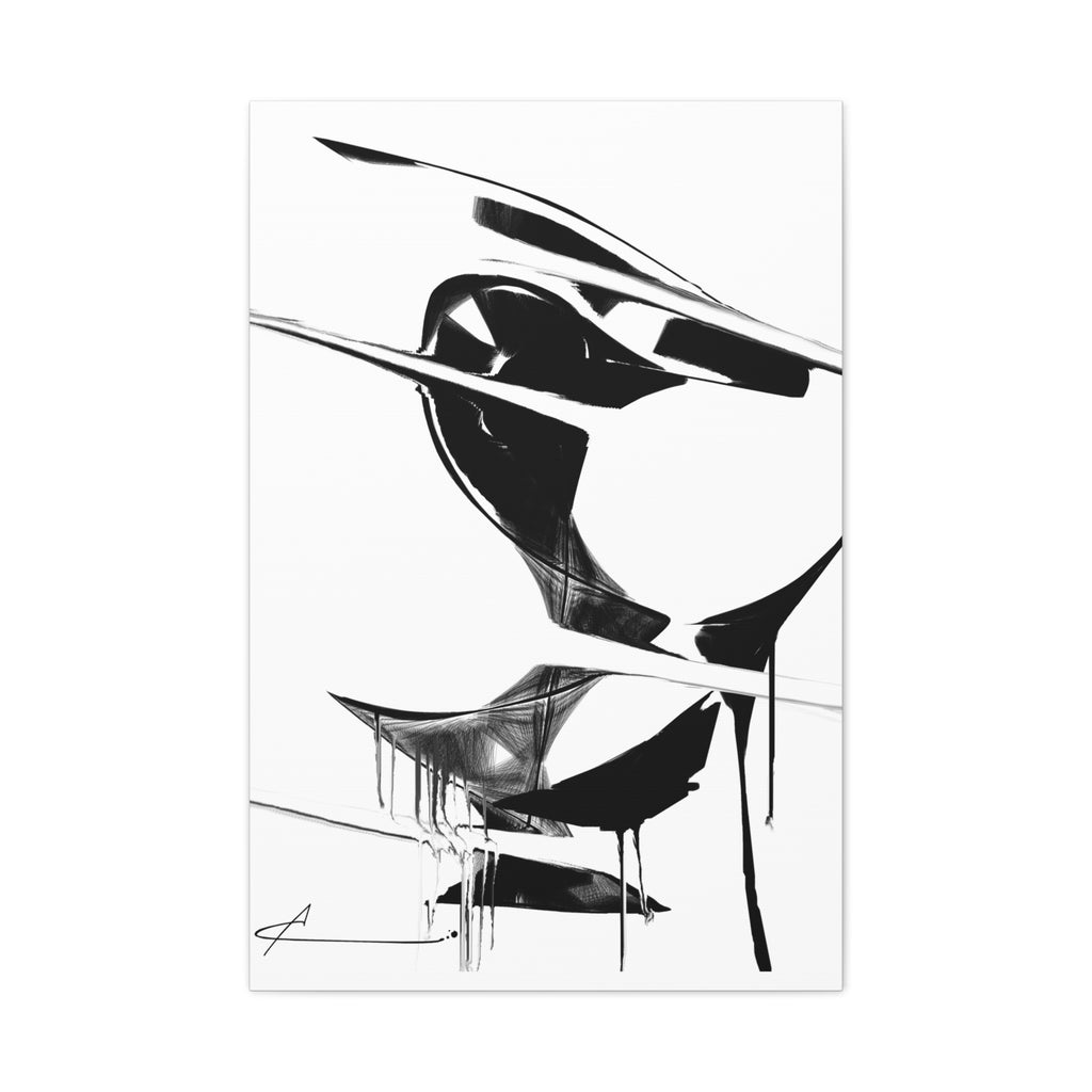 Abstract Black & White Lip Art Canvas — Matte Stretched Wall Art 24" x 36"