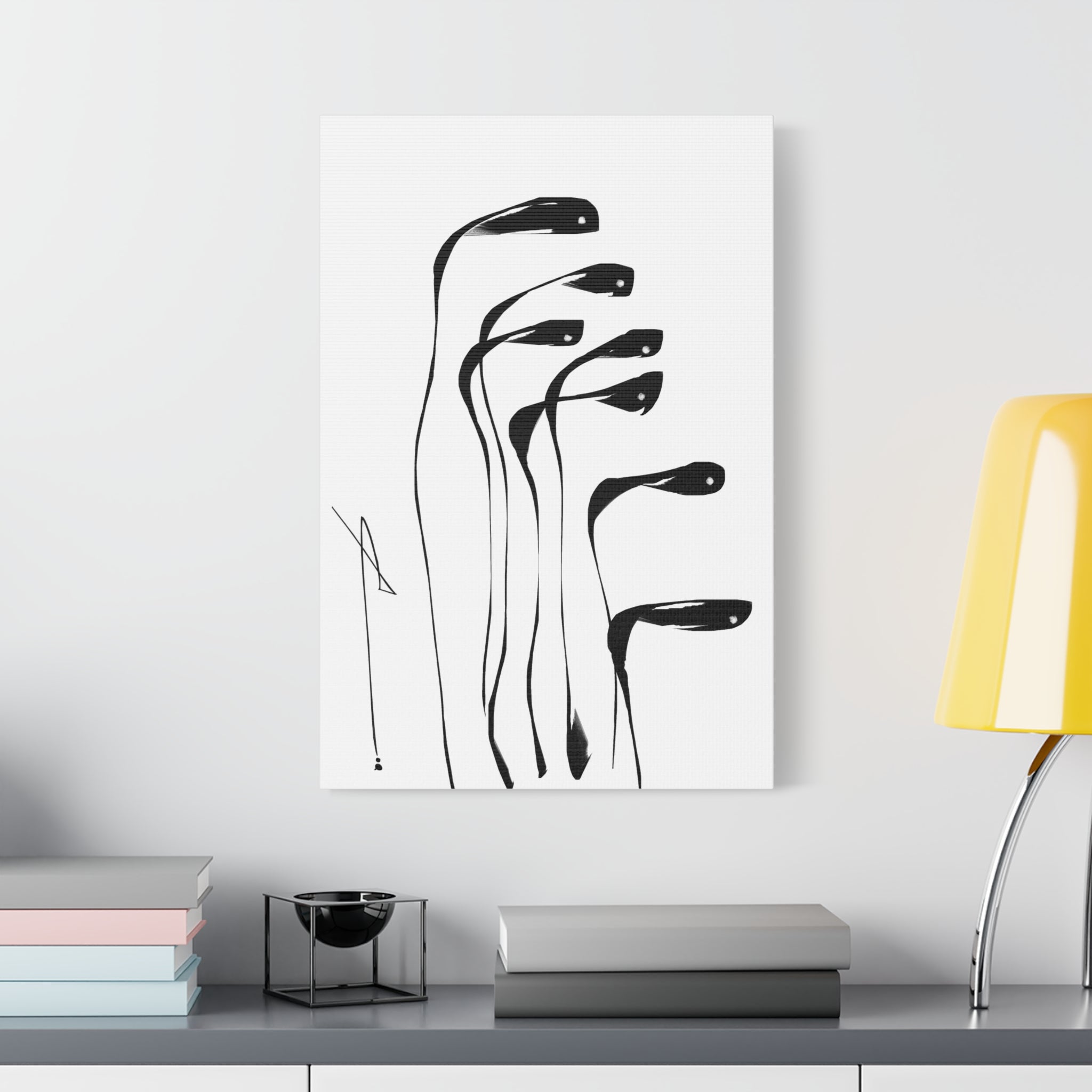 Minimalist Abstract Art Black & White Canvas Print 16 x 24