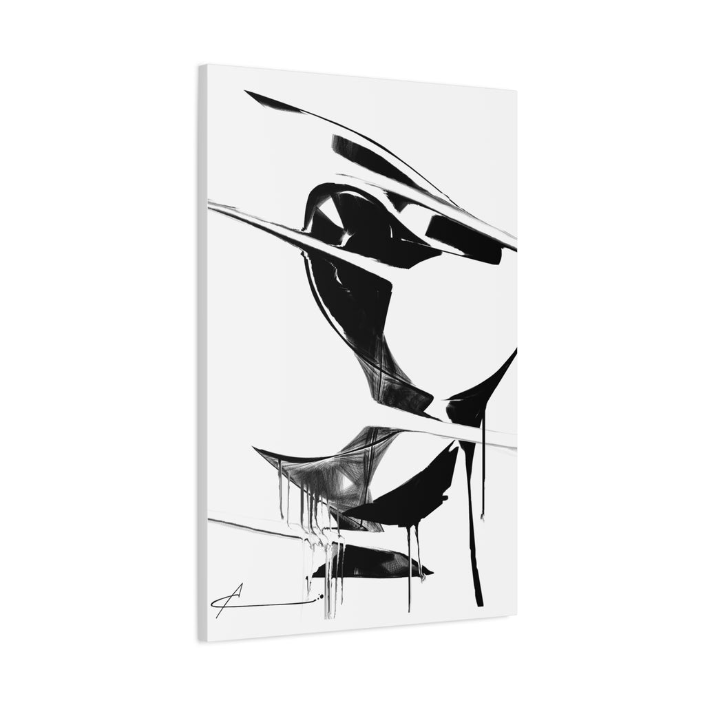 Abstract Black & White Lip Art Canvas — Matte Stretched Wall Art 24" x 36"