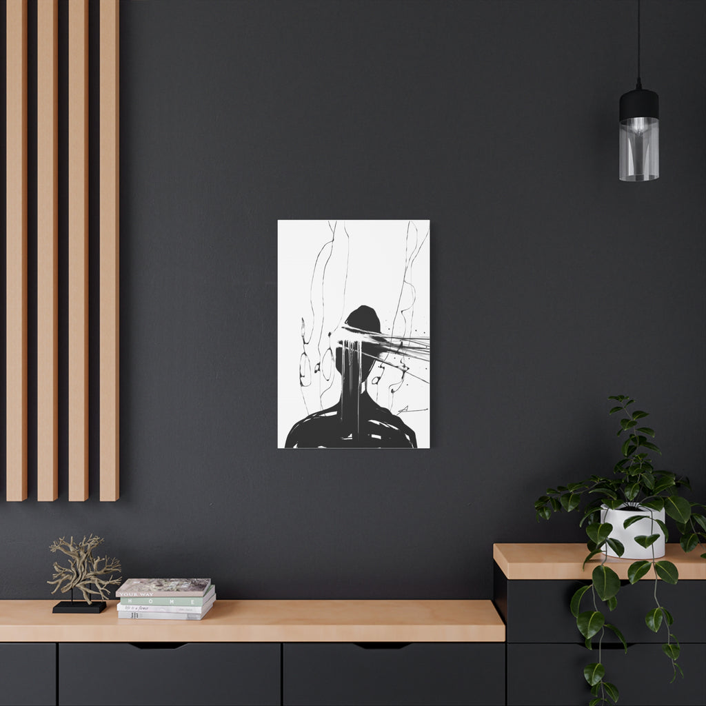 Abstract Ink Portrait Canvas Print — Minimal Black & White Wall Art